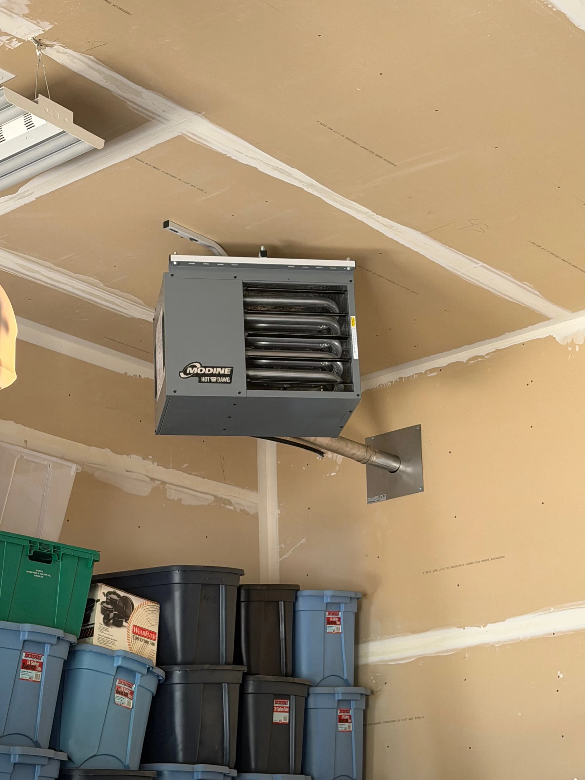 Garage Heater Install with Gas Line and Sidewall Venting in Stacy image